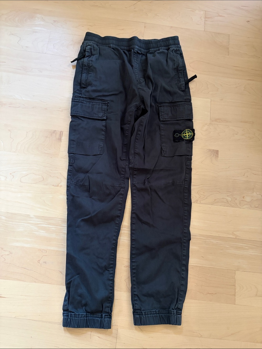 Stone Island Black Cargo Jogger Pants with Patch